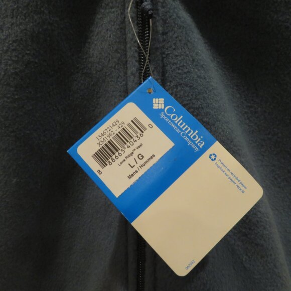 Men Large Blue Vest Columbia Fleece Lone Ridge Zipper Pocket Lightweight Warm - Picture 11 of 13